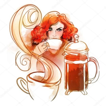Рыжая девушка с кофе