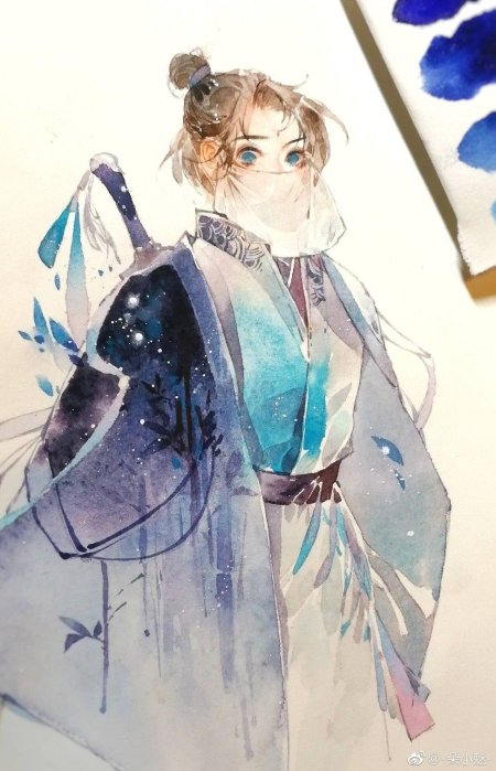 Аниме акварель арт