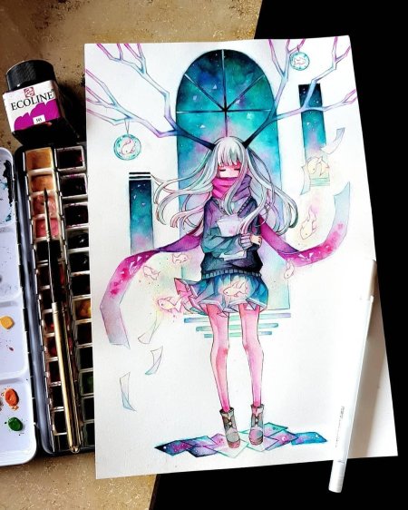 Аниме акварелью от raemion