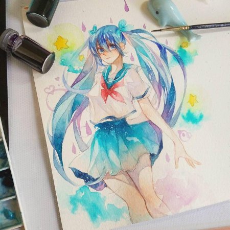 Аниме эскизы цветные