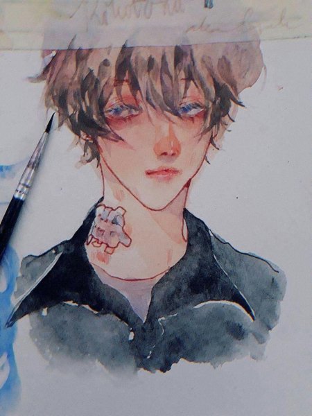 Аниме парни акварелью