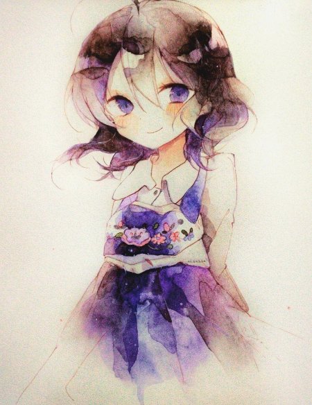 Аниме акварельными карандашами
