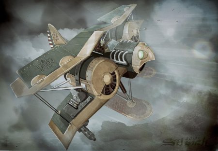 Биплан стимпанк