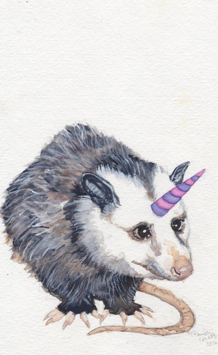 Опоссум акварелью