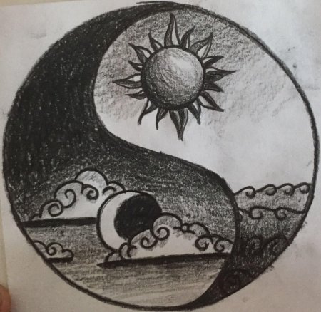 Тату эскиз инь янь