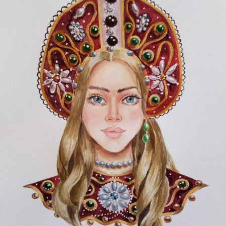 Портрет русской красавицы в кокошнике