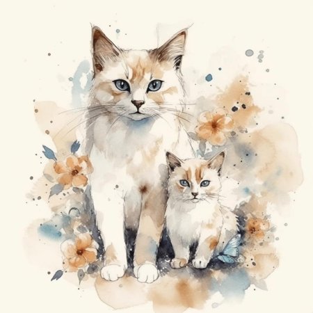 Коты акварелью