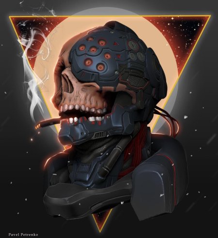 Cyberpunk art череп