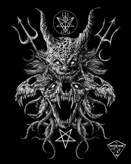 Сатанинский бафомет хоррор арт