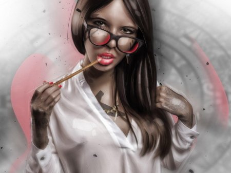 Девушка в очках арт