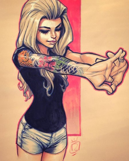 Девушка с татуировкой арт