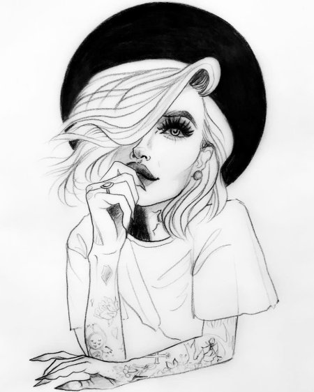 Рисунки девушек карандашом в стиле арт