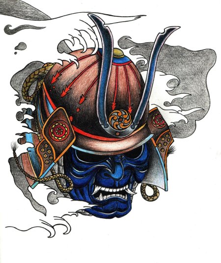 Японские маски самураев тату