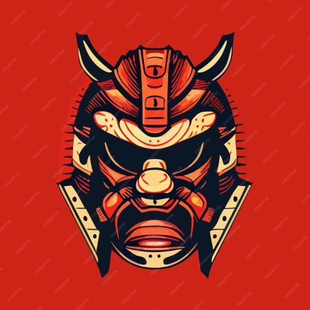 Японский шлем самурая вектор