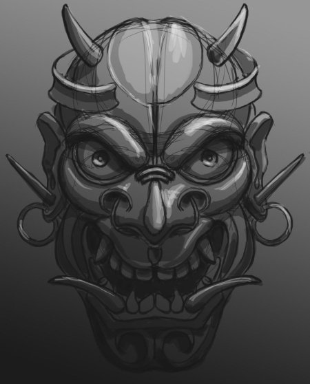 Японская маска демона ханья вектор