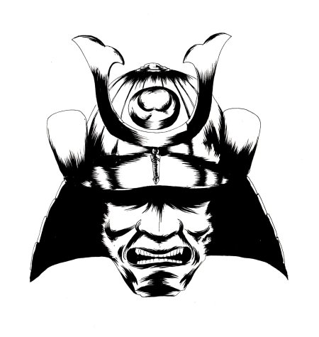 Маска самурая черно белая