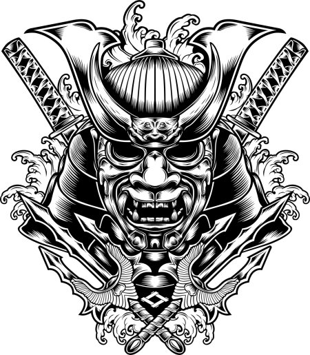 Маска самурая тату