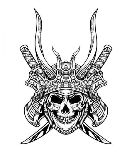 Тату череп эскизы cамурай