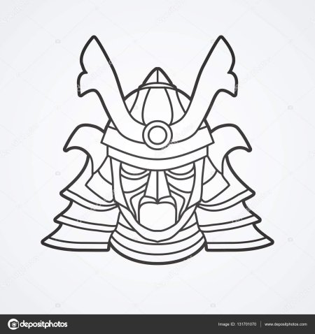 Шлем самурая контур