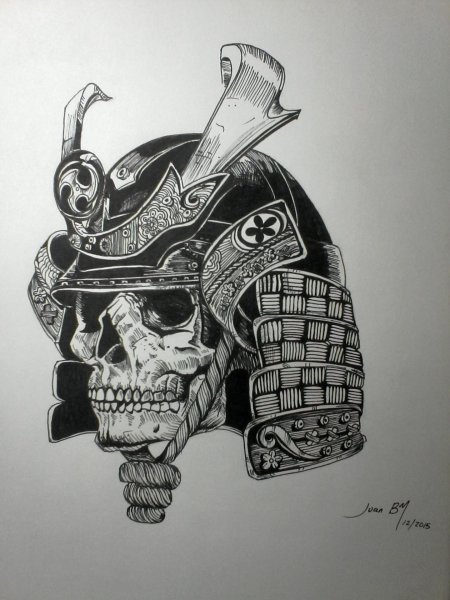 Самурайский шлем тату