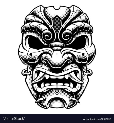 Самурай ханья маска вектор