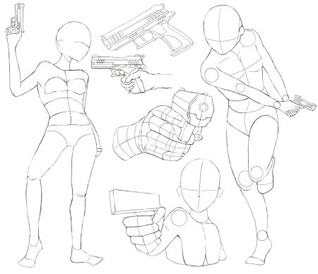 Позы для рисования с оружием