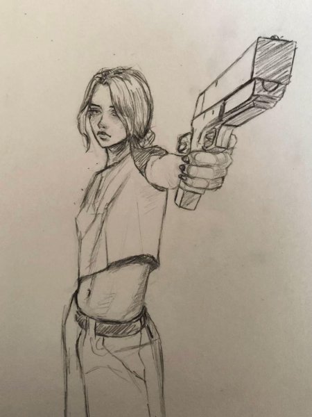 Девушка с пистолетом рисунок