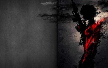 Тень девушка с оружием