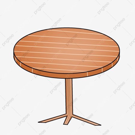 Круглый деревянный столик на прозрачном фоне