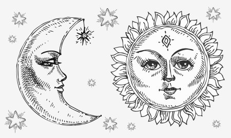 Солнце и луна вектор