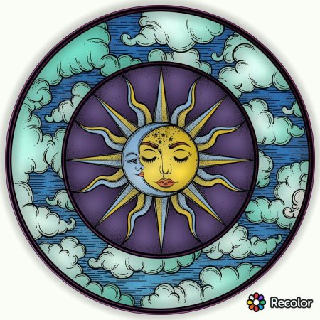 Витраж солнце и луна