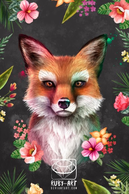 Лиса в цветах