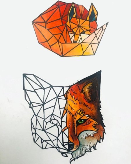 Тату лиса геометрия