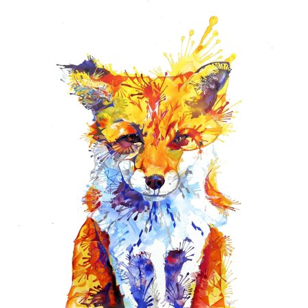 Лиса рисунок акварелью