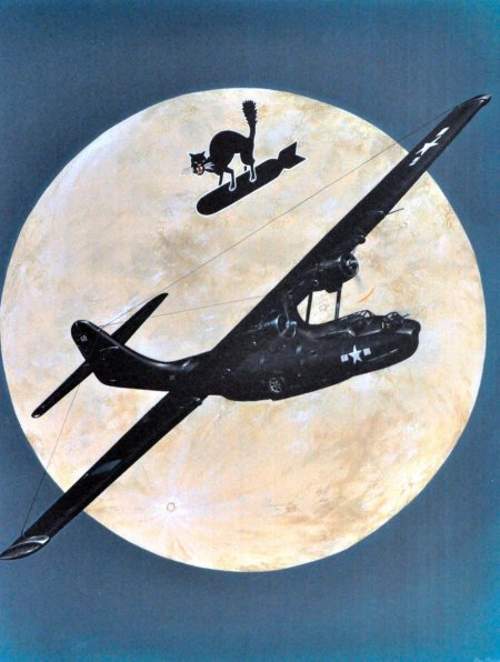 Самолет на фоне луны