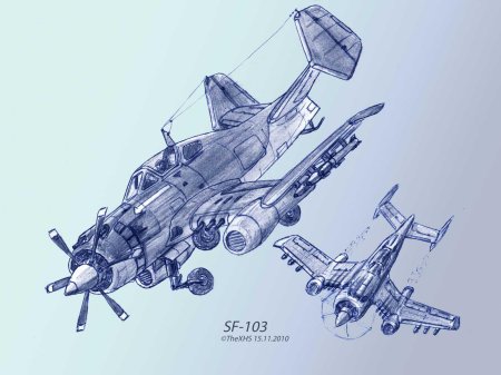 Реактивный самолёт дизельпанк