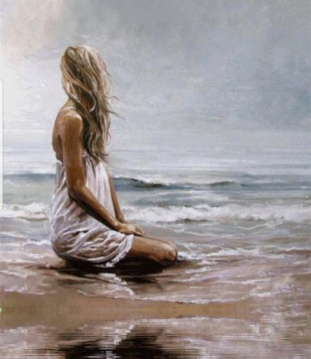 Картина девушка у моря