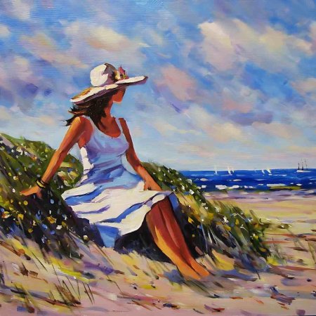 Картина девушка у моря