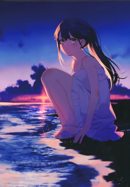 Аниме девочка на море