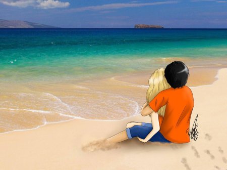 Девушка на пляже арт