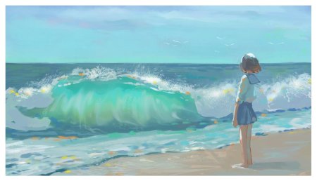 На берегу моря аниме
