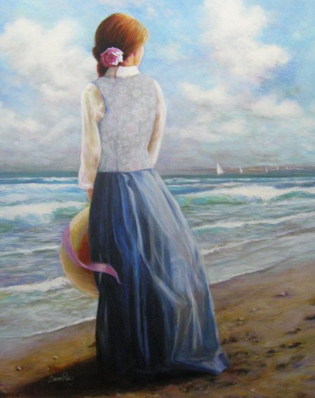 Картина \ девушки на берегу моря\ александр аверин