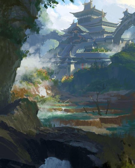 Concept art environment храм япония