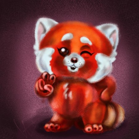 Милая красная панда арт