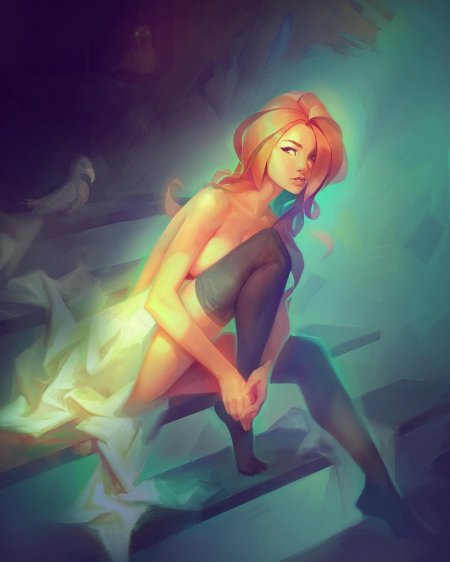 Арт рыжая девушка