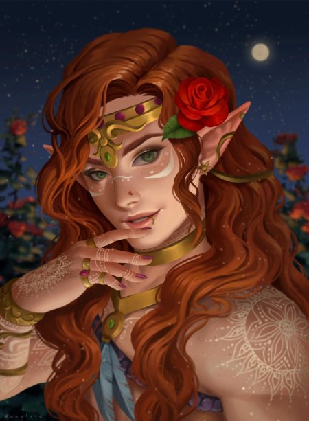 Рыжая эльфийка арт фэнтези