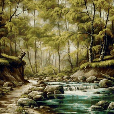 Ручей в лесу арт