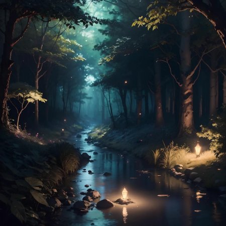 В лесу ночью