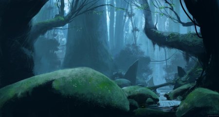 Лес фэнтези ручей