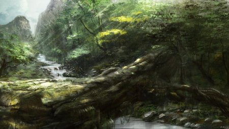 Река в джунглях арт